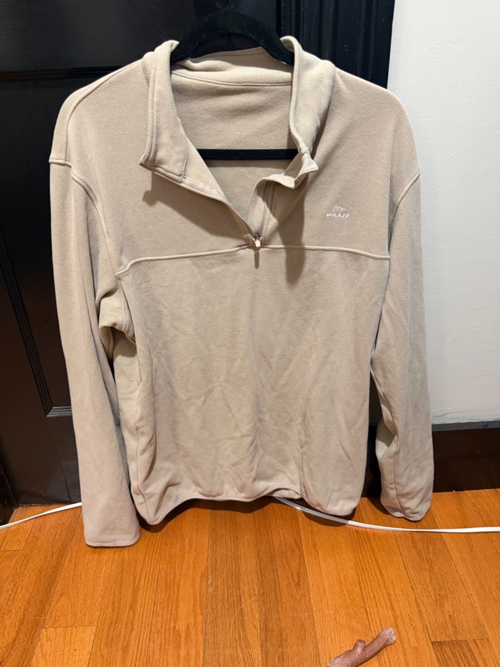 Men's Zip-Up Fleece Pullover - Light Beige